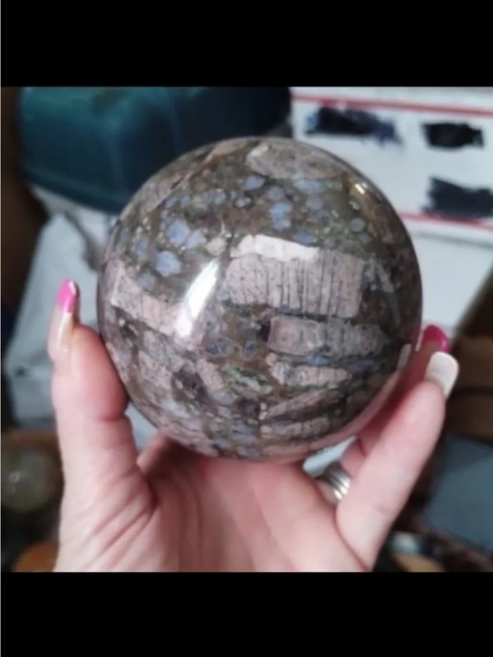 Pink and Gray Mosaic Jasper Sphere